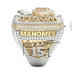 2022 2023 KC Super Bowl Team Champions Championship Ring met Houten Display Box Souvenir Mannen Fan Gift Drop Shipping