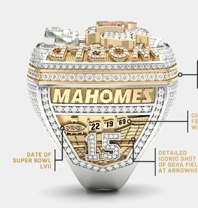 2022 2023 KC Super Bowl Team Champions Championship Ring met Houten Display Box Souvenir Mannen Fan Gift Drop Shipping