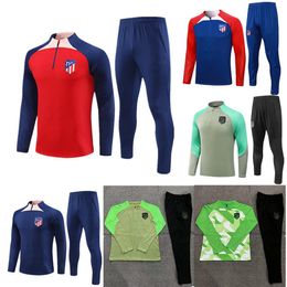 2023 2024 Niños adultos Atlético Madrids Pista de chandal CHANDAL FUTBOL Trait de entrenamiento de fútbol 23 24 Madrids Spares Set Men Camiseta de Football Jacket AAA