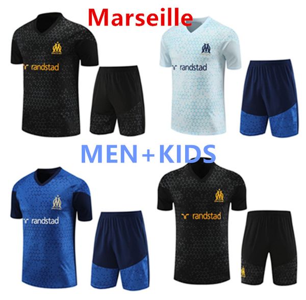 2023 24 Marseille Trascksuit Soccer Jerseys Hommes Training Suit 23/24 Hommes Enfants Olympique de Marseille Survetement Maillot Foot Manches courtes Ensembles de vêtements de sport