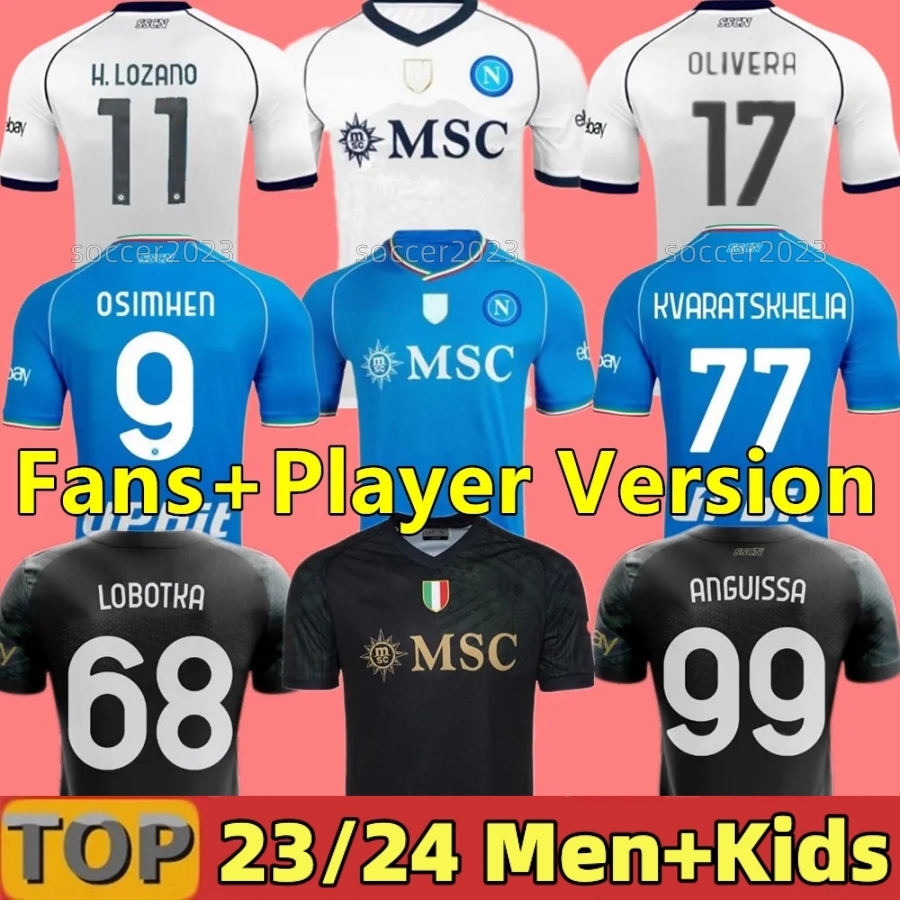 Napoli camisas de futebol 23 24 KVARATSKHELIA camisa especial de Halloween MINJAE maillot Nápoles garoto ZIELINSKI H.LOZANO OSIMHEN POLITANO camisas de futebol