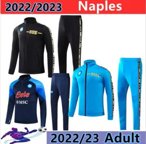 2022- 2023 Napolis Survêtement Veste À Capuche Maillot De Football Survêtements 22/23 SSC Naples Longue Veste À Fermeture Éclair Ensemble