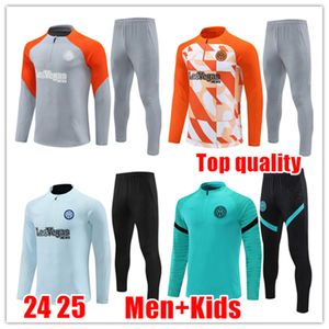 23 24 Nouveau InterS MilanS Veste SURVÊTEMENT LAUTARO Chandal Futbol Football Costume d'entraînement 2024 Costume d'entraînement à manches courtes DE FOOT Kit hommes et enfants