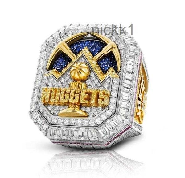 2022 2023 Nuggets Basketball Jokic Team Champions Championnat Bague avec boîte d'affichage en bois Souvenir Hommes Fan Cadeau Drop Shipping 4WSR