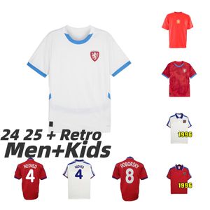 2024 2025 Tsjechië Retro 1974 1996 Soccer jerseys Sadilek Lingr 24 25 Nedved novotny Poborsky Chytil Home Away Football Shirts Schick Hlozek Soucek Men Kids Kit