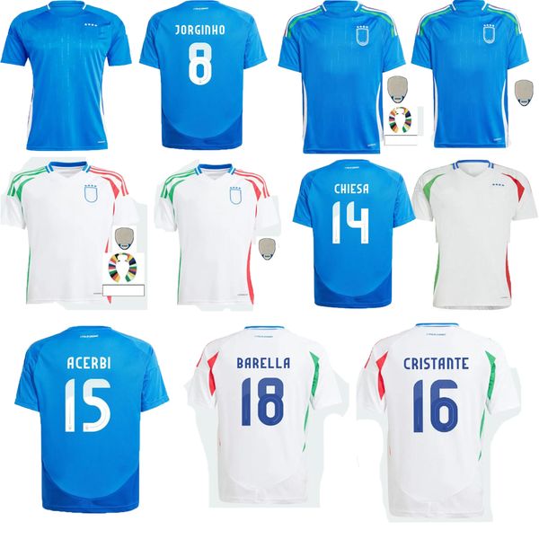 Eurocopa 2024 Italia camiseta de fútbol Eurocopa camisetas versión fan maglie da calcio TOTTI VERRATTI CHIESA Italia24 25 camisetas de fútbol Hombres set kit uniforme