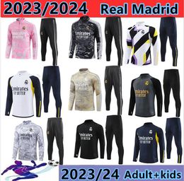 2023 2024 Conjuntos de chándales de fútbol Conjunto de chándal del Real Madrid 23/24 Kit de fútbol para hombres y niños Chandal Futbol Survetement Madrides Traje de entrenamiento Camiseta de fútbol 08