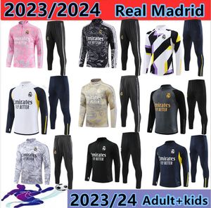 2023 2024 Ensembles de survêtements de football Real Madrid TrackSuit Set 23/24 Kit de football pour hommes et enfants Chandal Futbol Survetement Madrid Training Suit Soccer Jersey 08