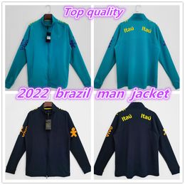 2022 2023 Vêtements de football Brésil Veste de survêtement Longue fermeture éclair Brasil Camiseta de futbol RICHARLISON G.JESUS COUTINHO Pull à capuche en polaire