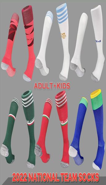 2022 2023 Chaussettes sportives Brazils Irlande Français Argentine Mexique UK Italie Kane Team National Soccer Soccer Adulte Kids Choques du genou Longueur 9522377