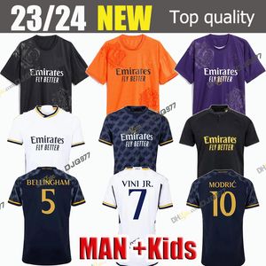 3XL 4XL 23 24 Maillots de football BELLINGHAM 2023 REAL MADRIDS VINI JR ENDRICK CAMAVINGA MBAPPE RUDIGER MODRIC KROOS TCHOUAMENI VALVERDE HOMMES ENFANTS Uniformes de chemise