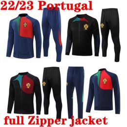 2022 2023 Tracksuit Men Portugal National 22 23 Volledige Zipper lange mouw voetbal jersey trainingspak overlevende voet chandal sportkleding jas 666