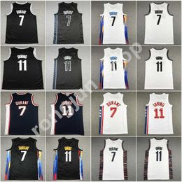 2022-23 Basketball Jersey 11 Irving Kevin Kyrie 7 Durant Cousu Broderie Bleu Blanc Noir Hommes Chemises Taille S-XXL