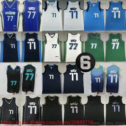 2022-23 Blue City Luka Xs-6xl Basketball 77 Doncic Jerseys Ed New 6 Patch Man Enfants avec 6 Patch Jersey Blanc Noir Golden Youth Boys