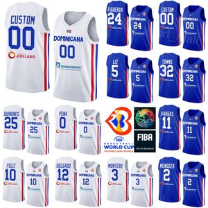 Impreso Baloncesto República Dominicana Jersey 2023 Copa del Mundo 10 Andres Feliz Karl-Anthony Towns 32 3 Jean Montero 5 Victor Liz 0 Antonio Peña Selección Nacional FIBA