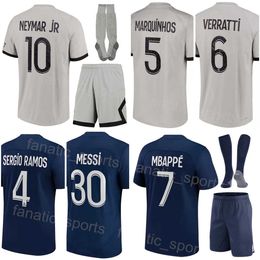 2022-23 Men Youth Club FC 5 MARQUINHOS Soccer Jersey Set 10 NEYMAR JR 25 MENDES 7 MBAPPE 30 M E S S I 19 SARABIA 23 DRAXLER 2 HAKIMI Kits de camiseta de fútbol Transpirable BaLi