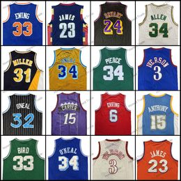 33 Patrick Ewing Camiseta de baloncesto 34 Ray Allen Iverson ONeal James MILLER Pierce Carmelo Anthony Larry Bird Cosido 1985-86 1999-00 1995-96 2003-04 2007-08 2008-09