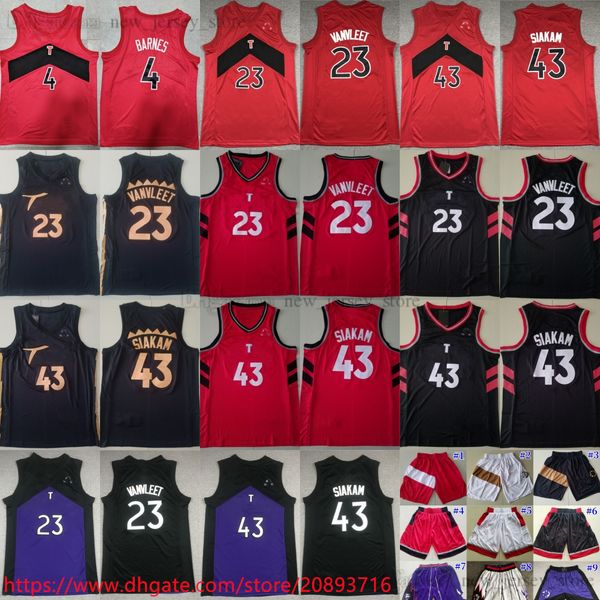 2022-23 Nuevo baloncesto 43 Pascal 23 Fred Siakam Vanvleet Jersey Ed Man Mujeres Jóvenes 4 Scottie Barnes Jerseys Negro Blanco Rojo Pantalones cortos de la ciudad