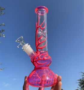 2022 25CM 10 pouces Premium Multi Color Glow in the Dark Pink Narguilé Pipe À Eau Bong Bongs En Verre Avec 18mm Downstem Et Bol