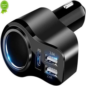 2022 4 In 1 USB C C -autolader 36W Multi USB Sigarettenaansteker Adapter 12V/24V Dubbel USB Type C PD Fast Car Charger Adapter