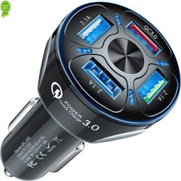 2022 4 PORTS USB Auto -lading 48W Snel 7A Mini Fast Charging voor Samsung Huawei Xiaomi iPhone Car Charger QC 3.0