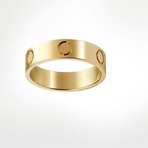 2022 4 Mm 5 Mm Titanium Staal Zilveren Liefde Ring Mannen En Vrouwen Rose Gouden Ringen Voor Liefhebbers paar-Ringen Voor Gift CT001323v