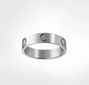 2022 50%korting op 4 mm 5 mm Titanium staal Silver Love Ring Men and Women Rose Gold Sieraden voor geliefden paar ringen cadeau maat 5-11 hoog