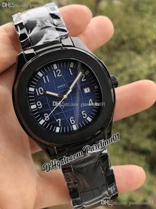 2022 5167 Reloj automático para hombre DLC PVD Todo negro D-Azul Marcadores de números de esfera texturizados Pulsera de acero inoxidable 4 estilos Relojes Puretime01 E15C3