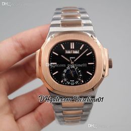 2022 5726 Jaarlijkse Kalender Maanfase Automatische Mens Horloge Twee Tone Rose Goud Zwart Textuur Dial Stick Rvs Armband 8 Stijlen Horloges Puretime01 E18SS-D4