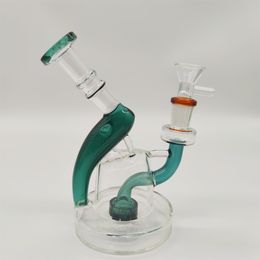 2022 6 inch heldere groenblauw glazen waterpijp bong dabber rig recycler bongs rookpijpen 14,4 mm vrouwelijk gewricht met reguliere kom