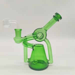 2022 6 pouces vert double tube verre tuyau d'eau Bong Dabber Rig recycleur Bongs tuyaux de fumée 14.4mm joint femelle avec bol régulier US Warehouse