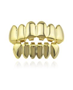 2022 6 dents Fangs Fashion Gold plaqué rhodium Hiphop dents grillz top inférieur Rock Rock Dental Grills