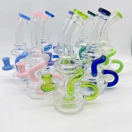 2022 Pipe à eau en verre assortie de 8 pouces Bong Dabber Rig Recycler Pipes Bongs Pipes à fumée Joint femelle de 14,4 mm avec entrepôt régulier BowlBanger US