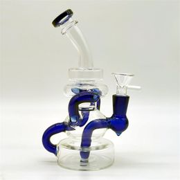 Pipada de agua de vidrio verde de 8 pulgadas Bong Dabber Rig Recycler Tubos Bongs Tuberías de humo de 14,4 mm Junta femenina con BowlBanger Regular US Warehouse