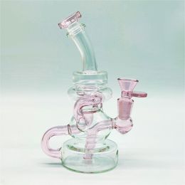 2022 8 pouces Pink Glass Water Pipe Bong Dabber Recycler Pipes Bongs Smoke Pipes 14,4 mm Joint femelle avec entrepôt de bowlbanger ordinaire