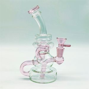 2022 8 pouces Pink Glass Water Pipe Bong Dabber Recycler Pipes Bongs Smoke Pipes 14,4 mm Joint femelle avec entrepôt de bowlbanger ordinaire