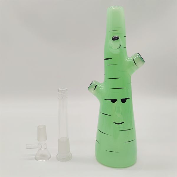 2022 9 pulgadas 3D Anime Cactus Crema Verde Grueso OEM ODM Vidrio Bong Tubería de agua Hookah Vaso Tabaco Fumar Bubbler Tubos de humo Bongs Almacén de EE. UU.