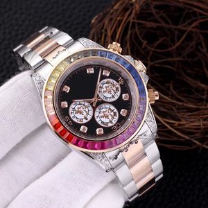 Montre mécanique automatique de style classique de luxe Cool populaire diamant arc-en-ciel montre pour hommes montre de luxe cadeau pour hommes