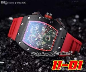 2022 A21J Automatic Mens Watch PVD Steel All Big Big Date Green Red Skeleton Dial Red Rubber Strap Super Edition 6 Styles Puretime01 BG-F6