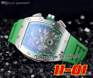 2022 A21J Automatic Mens Horloge Staal Case Big Date Black Green Red Skeleton Dial Green Rubberen Strap Super Edition 6 stijlen Puretime01 SG-E5