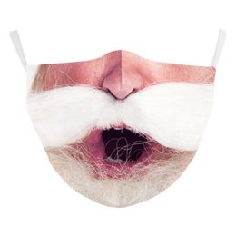 2022 volwassen katoenen masker op kerstdag Grappige baardmaskers van Santa kunnen herhaaldelijk worden gewassen