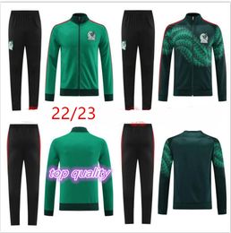 2022 volwassen Mexico trainingspak volledige rits voetbal jersey jas groen lange mouw H.LOZANO CHICHARITO RAUL LOZANO 22 23 Camisetas de futbol heren voetbal trainingspak