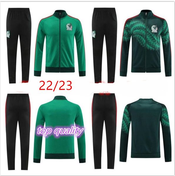 2022 adulto México chándal con cremallera completa camiseta de fútbol chaqueta verde manga larga H.LOZANO CHICHARITO RAUL LOZANO 22 23 Camisetas de futbol hombres traje de entrenamiento de fútbol