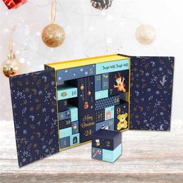 2022 Advent Kalender Box Kerst DIY Papier Geschenkdozen Countdown 24 Laden Kabinet Geschenken voor Girl Boy Friends Navidad 211104
