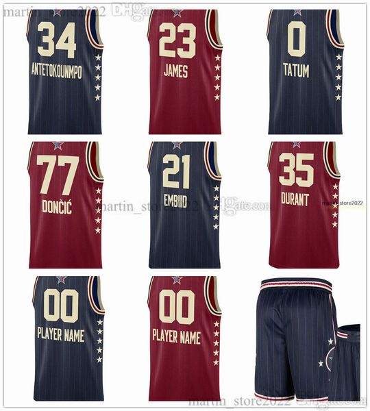 Maillots de basket-ball All-Star 2024 Giannis Antetokounmpo LeBron James Luka Jokic Doncic Jayson Tatum Durant Mitchell Haliburton Lillard Embiid G i l g e o u s - A l e x a n d e r