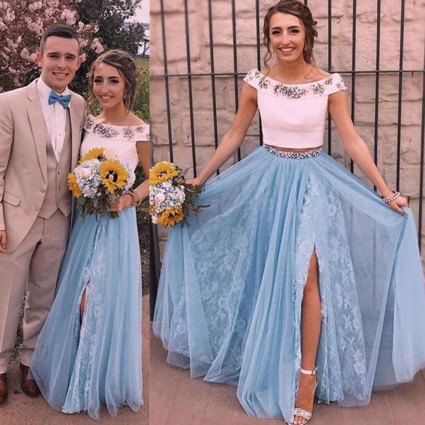 2022 incroyable 3D fleurs florales longues robes de bal Illusion bleu ciel robes de soirée froncé Tulle appliques dame robe formelle