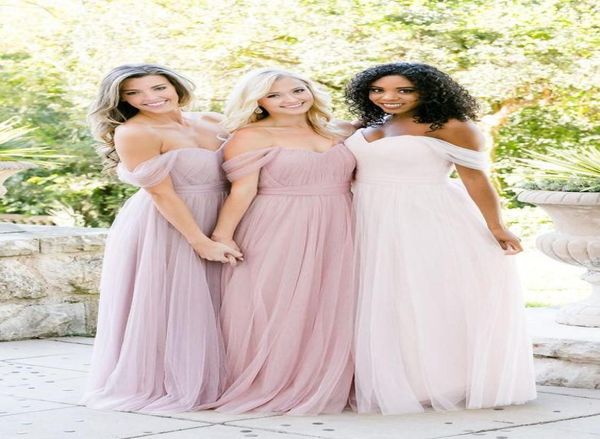 2022 Incroyable Blush Rose Lilas Robes De Demoiselle D'honneur Pas Cher Hors Épaule Boho Plage Robe De Mariée Pour Invité Demoiselle D'honneur Robes de demo7442539