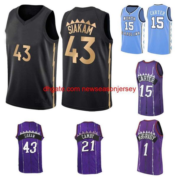 Maillots de basket-ball américains 2022 Vince Carter Pascal Siakam Chemises pour hommes Tracy Mcgrady Vintage S-XXL Jersey