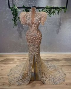 2022 Arabische Aso Ebi Luxe Mermaid Sexy Prom Dresses Lace kristallen avond formeel feest tweede receptie jurken jurk wly935