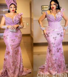 2022 Arabische Aso Ebi Mermaid Pink Prom Dresses kristallen Sexy avond formeel feest tweede receptie verjaardag verlovingsjurken jurk azj22